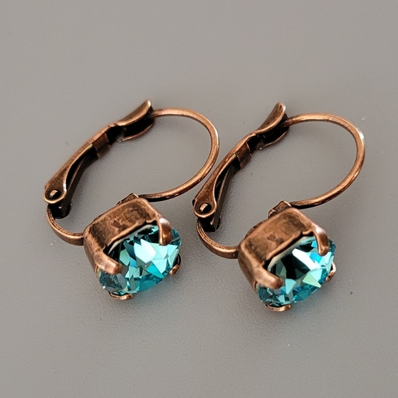 Austrian Crystal Earrings in Antique Copper - Picture 5 of 8